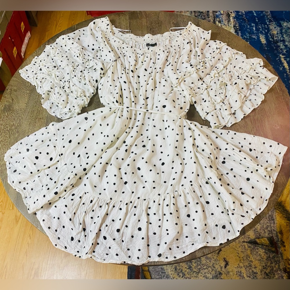Nordstrom Fate Off The Shoulder Ruffle Polka Dot Dress - Picture 6 of 11